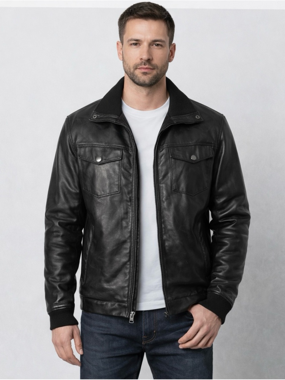 Kenneth Cole Reaction 100% Leather Jacket – Size M, Like New